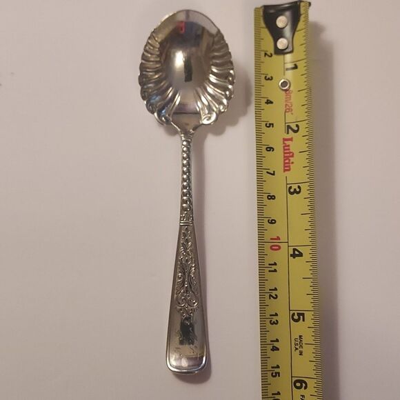 Rogers and Hamilton Antique Silver plate Sugar Spoon Scalloped Edge 6 inch - Picture 13 of 13